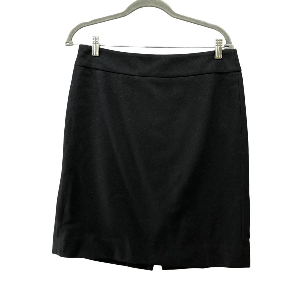 J. Crew Wool Blend Pencil Skirt Womens 8 Black Back Slit Career Workwear